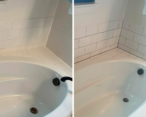 Bathroom Before and After a Grout Recoloring in Pittsburgh, PA