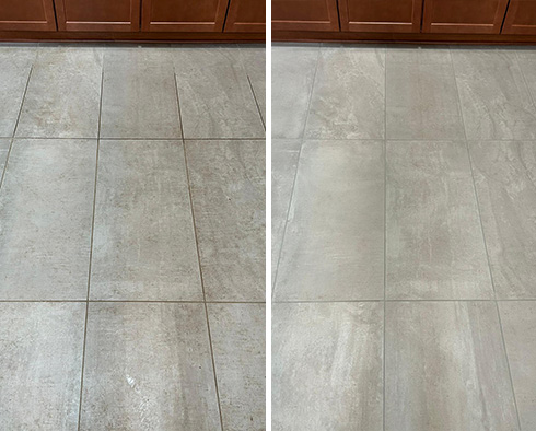 Floor Before and After a Grout Cleaning in Fox Chapel, PA