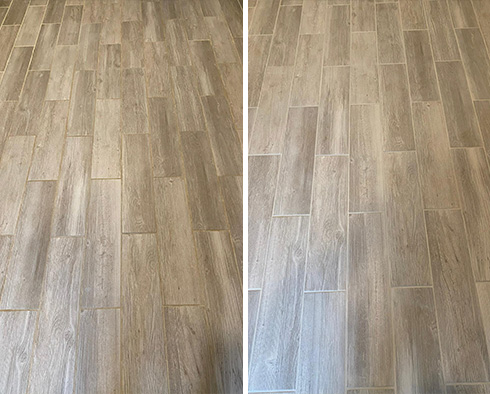 Floor Before and After a Grout Cleaning in Pittsburgh, PA