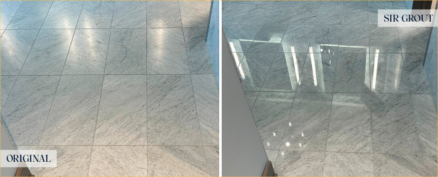 Marble Floor Before and After a Stone Polishing in Mount Washington, PA