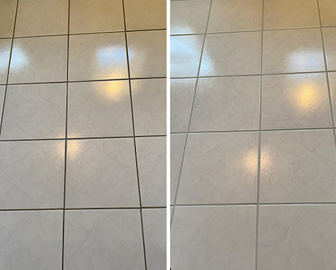 Tile Floor Before and After a Grout Cleaning in Allison Park