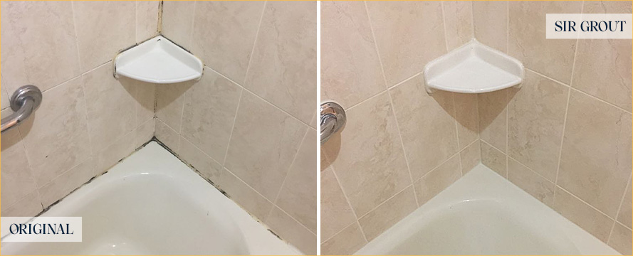 Tile Shower Before and After Our Caulking Services in Sewickley