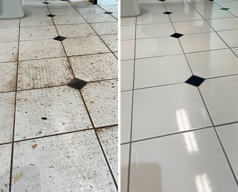 Floor Before and After a Tile Cleaning in Upper St. Clair, PA