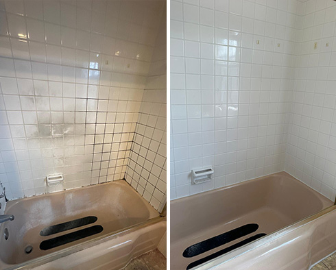 Shower Before and After a Grout Sealing in Pittsburgh, PA