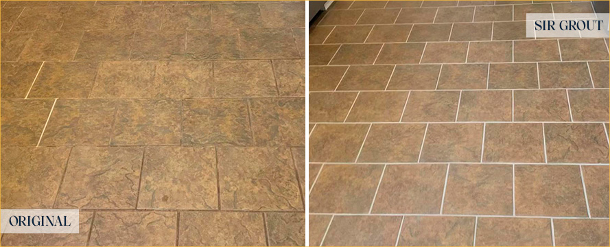 Porcelain Tile Floor Before and After a Tile Cleaning in Upper St. Clair