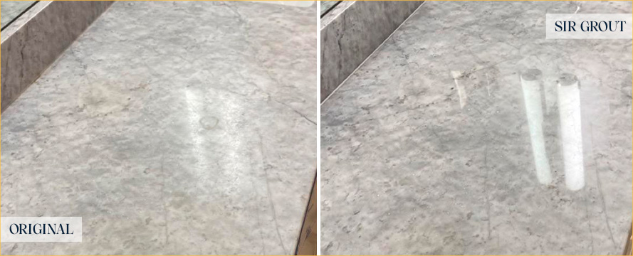 Marble Vanity Before and After a Stone Polishing in Pittsburgh